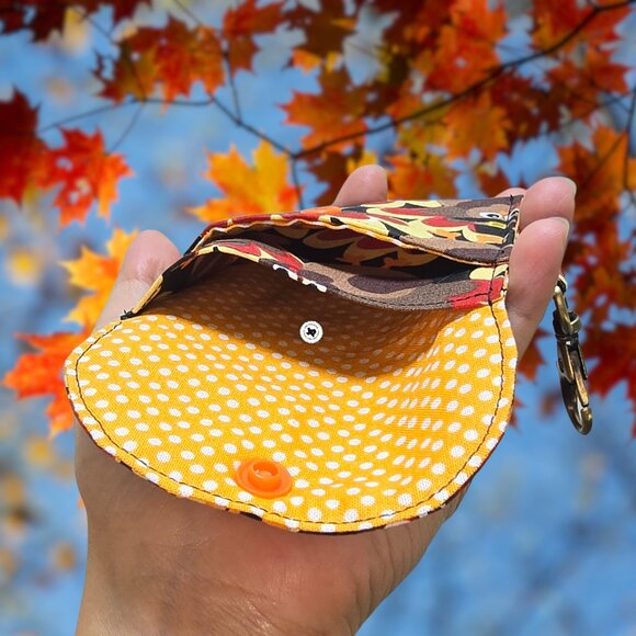 Handmade Thanksgiving Turkey Card Wallet with Keyring | Mini Wallet Bag Charm - Picture 3 of 4